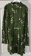 Reformation Green Persis Floral Long Sleeve Minidress - Size 10