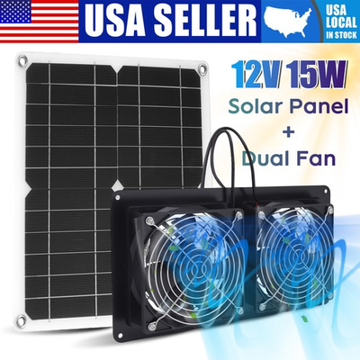 #ad 15W Solar Powered Fan Solar Exhaust Fans for Outside Solar Greenhouse Fan Solar $23.93