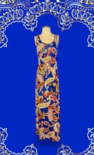 CONOS Navy Blue Red PAISLEY Maxi Dress Sundress Women's One Size Medium - Large