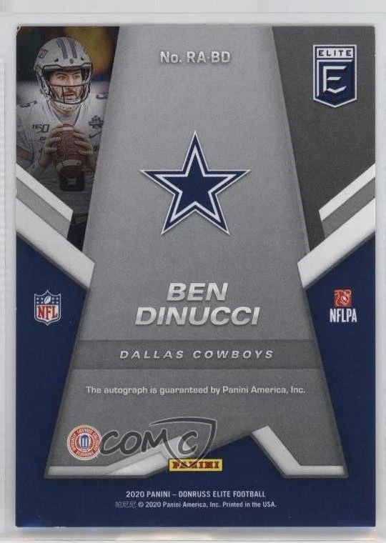 2020 Panini Donruss Elite Elite Rookie Auto /349 Ben DiNucci #RA-BD Auto RC - Image 2 of 2