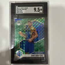 2020 21 Panini Mosaic Dirk Nowitzki Finals MVP Green Prizm SGC 9.5