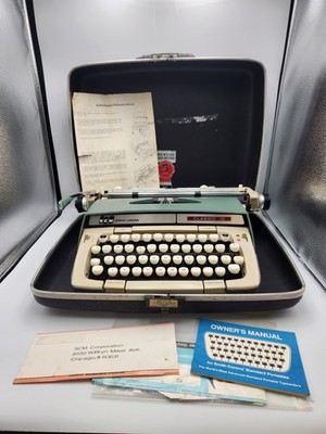 Vintage SCM Smith-Corona Classic 12 Portable Typewriter w/ Case & Manual I3