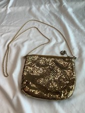 Vintage Whiting And Davis Purse Gold Mesh Made In USA 6x5.5  W/long Gold Chain W