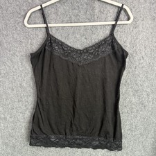 Maurices Women's Black Lace Trim Camisole Tank Top Adjustable Straps Size L