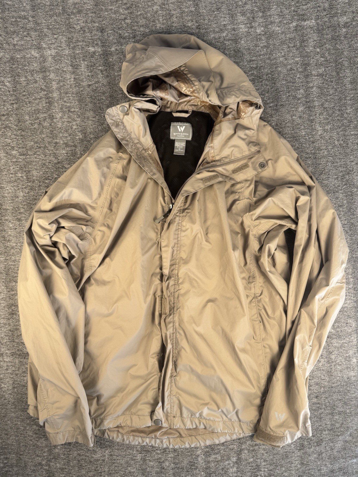 Mens XL White Sierra Light Olive Green Lightweight Rain Jack