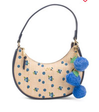 NWT BETSEY JOHNSON Straw Blueberry Shoulder Bag W faux fur blueberry Bag Charm
