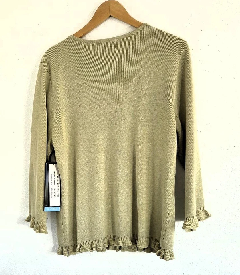 Nuevo con etiquetas Suéter Sag Harbor Para Mujer Tostado Bordado Floral Manga 3/4 Talla XL Foto 2 de 4