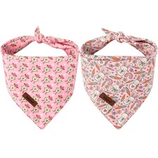 Easter Dog Bandanas 2 Pack, Pink Bunny Chick Pattern Easter Dog Scarf Bib fo...