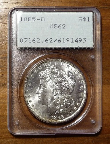 1885 O Morgan Dollar PCGS Graded MS62 OGH Rattler Nice Luster