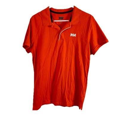 Helly Hansen Mens Polo Shirt Sz Large Short Sleeve Orange Golf Sailing Preppy