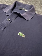 Lacoste Slim Fit Polo Shirt Men's S Navy Blue Pique Classic Croc EUC