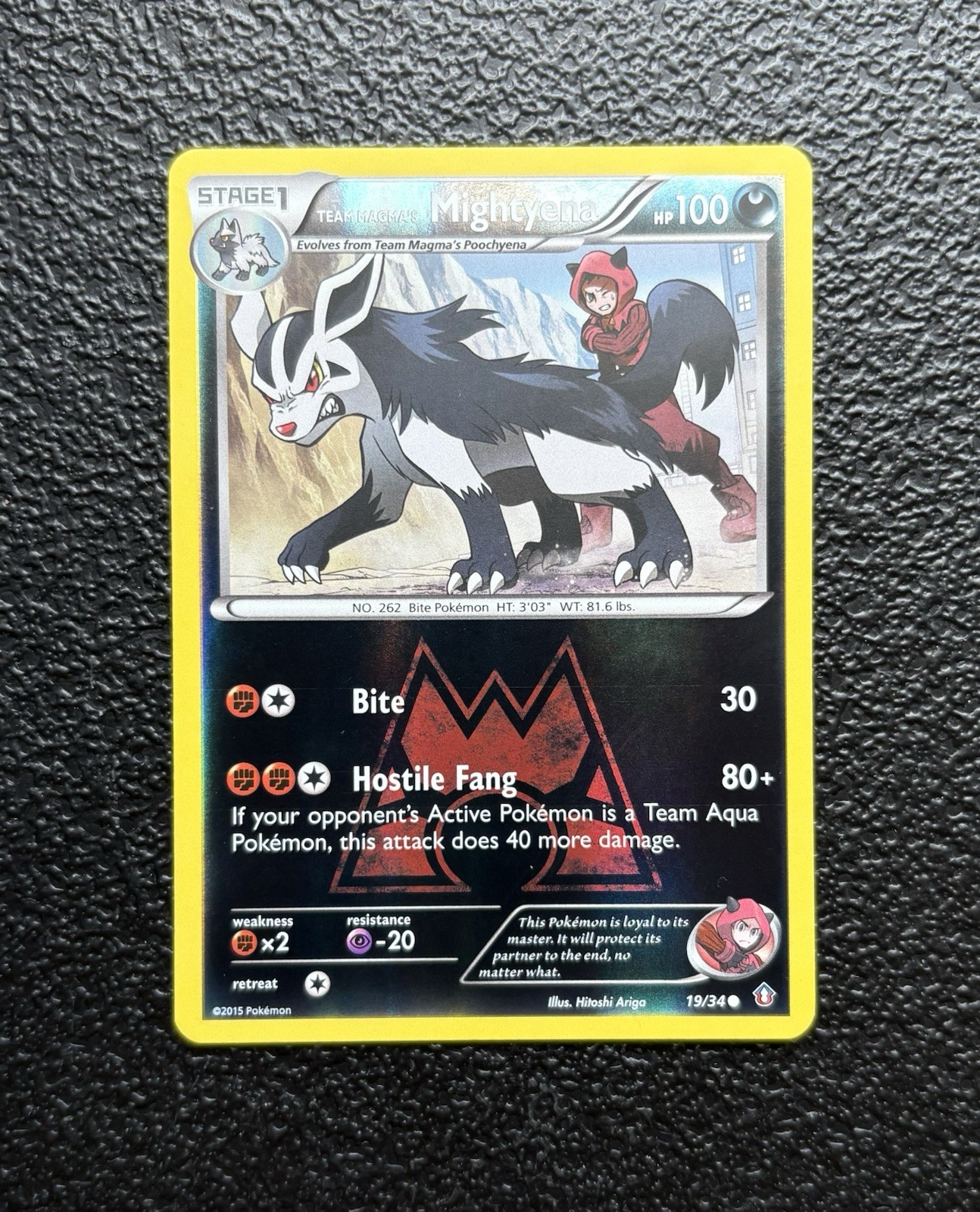 Pokémon TCG - Team Magma’s Mightyena 19/34 - Reverse Holo Rare! XY Double Crisis