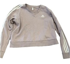 Felpa donna Adidas M viola pullover girocollo spacchi laterali oversize