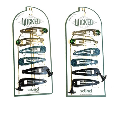 2 x Sets of Conair Wicked Movie Elphaba Hair Snap Clips Emerald City Halloween