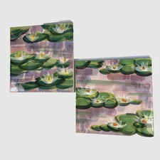 Tile Trivet Ceramic Hand Painted Lotus Museum of Fine Arts Boston Italy Lot Of 2