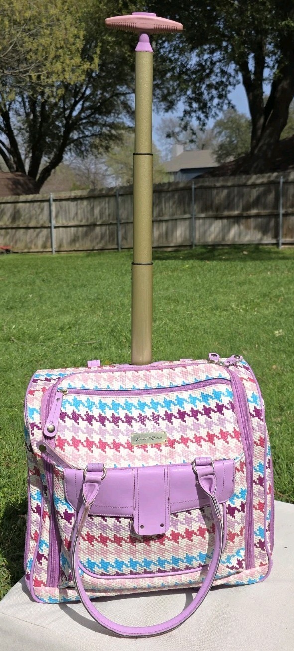  SAMANTHA BROWN ROLLING EMBOSSE HOUNDSTOOTH WHEELED WEEKENDE