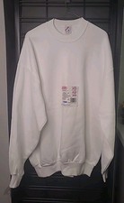 VTG Jerzees Sweatshirt Men XL Crew White Pullover 50/50 Blend 90s Blank NEW
