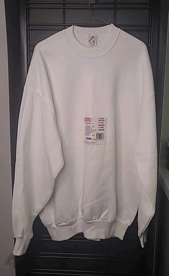 Vintage NEW Jerzees Sweatshirt Men's XL Crew White 90s Blank For Arts Crafts