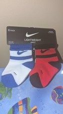 NEW-Nike 6-Pac Newborn-12 Mo Multicolor Lightweight Cotton/Polyester Ankle Socks
