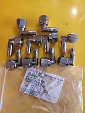 NEW Stainless 3/8" Flare X 3/8" BARB SWIVEL 90deg Fittings Lot of 10, Coke 16185