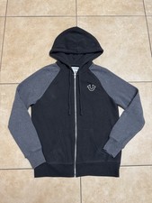 True Religion Women s Black/Gray Floral Print Zip Up Hoodie Size Medium