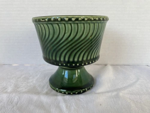 Vintage McCoy Jardiniere Pedestal Planter Green