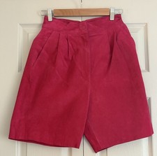 Vintage 80s 90s Chia Genuine Leather High Rise Shorts Pink Pleated Women  s Sz 8