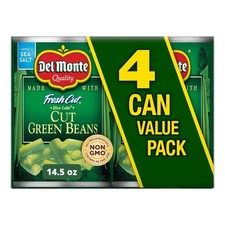 Fresh Cut Green Beans Canned Vegetables Non-GMO Kosher Pack of 4 14.5oz New