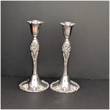 Pair GODINGER Silverplate Candlesticks, Baroque Grapevine 8.5", Vintage Gift