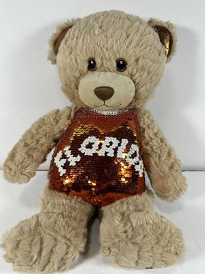 Totally Teddies 12  Plush Tan Bear - Reversible Flip Sequin Heart Vest 2019 RGU