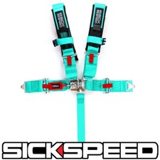 1 Mint Green 5 Point Racing Harness Shoulder Pad Safety Seat Belt Buckle