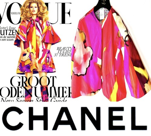 7K Chanel 2015 Reversible Tweed Logo M Top Jacket Cape 36 38 40 42 4 6 8 S M L - Picture 11 of 22