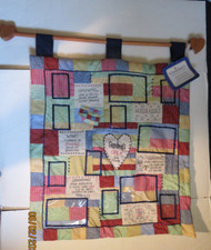 Quilt Wall Hanging Grandma's Appliqu  Embroidered Photo Collage Display 27 x 30