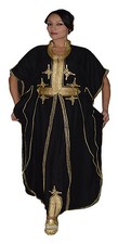 Moroccan Caftan Women kaftan Abaya Beach Cover Summer Long Dress Cotton Black