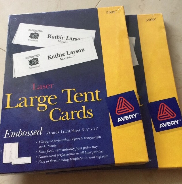 Avery 5309 Large Embossed White Tent Cards 50 Pk. eBay