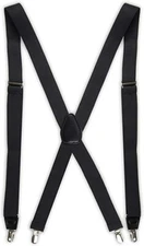 Dockers Adjustable Clip-On Elastic Suspenders Solid Black 1.25" One Size S - XL