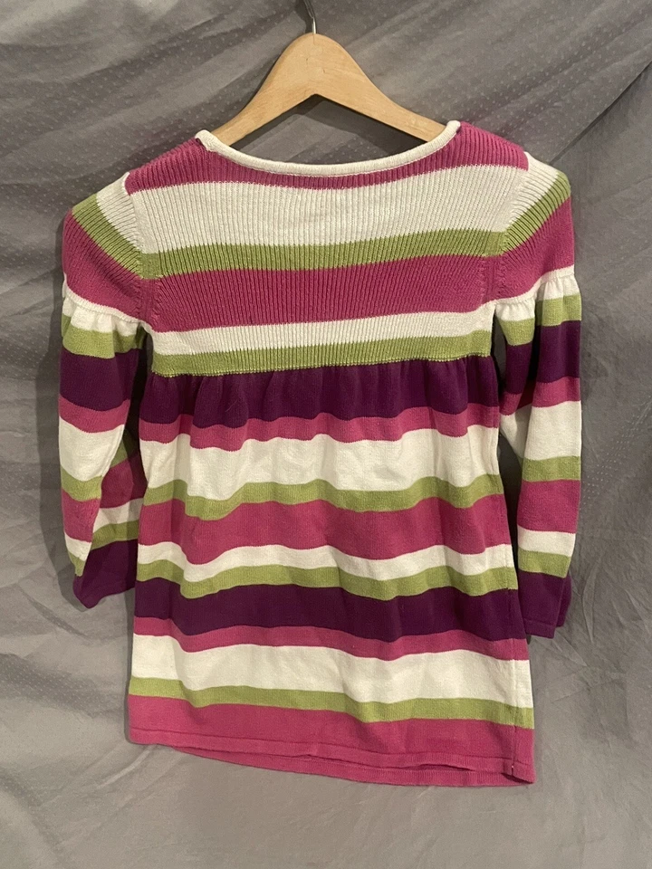 Vestido Suéter GREENDOG Niñas Talla 6x Rayas Tejido Púrpura Rosa Verde Foto 2 de 3