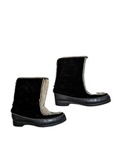 Snowland Snow Boots Faux Fur Upper Faux Sherpa Lined Rubber Side Zip Vintage