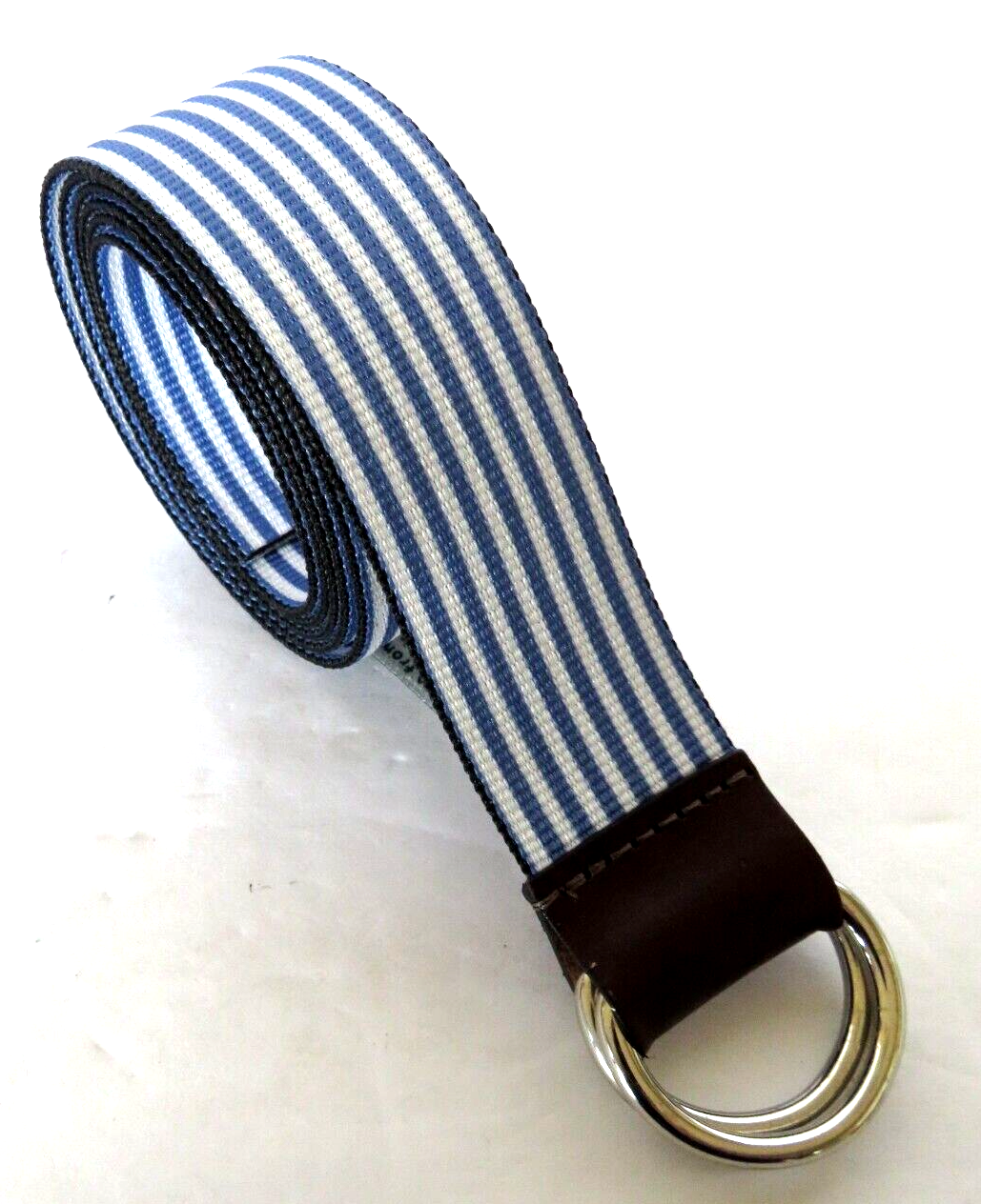 Adjustable Blue & White Stripe Golf Belt by TB Phelps USA 53.75