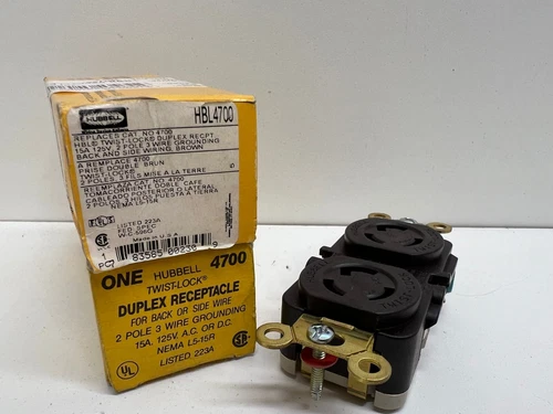LOT OF (2) NEW OLD STOCK! HUBBELL 15A 125VAC DUPLEX RECEPTACLES HBL4700