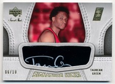 2007-08 UD Sweet Shot Signature Kicks Black TAUREAN GREEN Silver Auto RC SP #/10