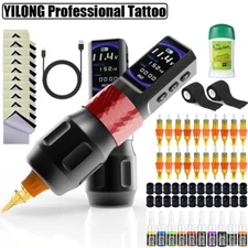 F6 Wireless Coreless Motor Tattoo Gun Makeup Pen Machine Complete Kit 2000mAh