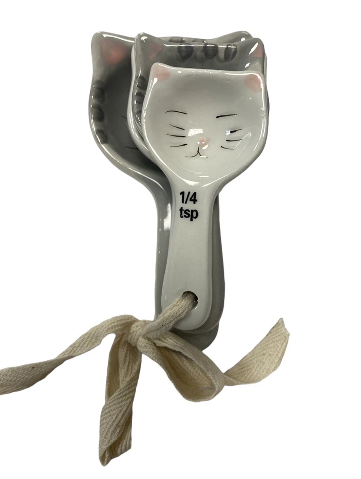World Market Cat Shaped Ceramic Measuring Spoons SEE PHOTOS - Kitty- Cooking - Image 4 of 4
