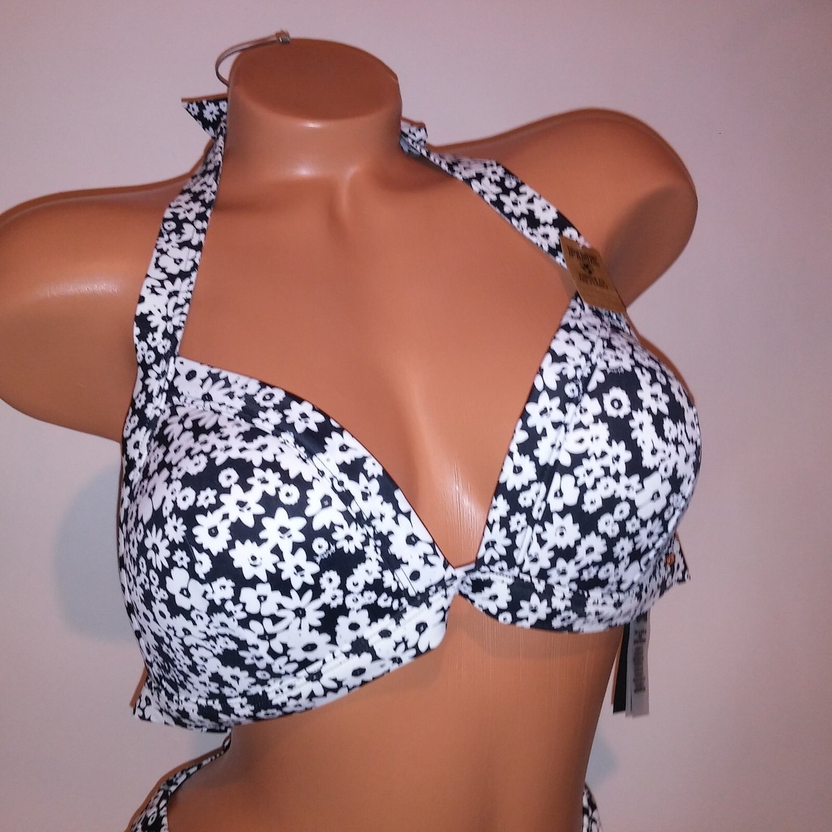 Victoria Secret PINK Swim Bikini XL Top & Bottom Black White