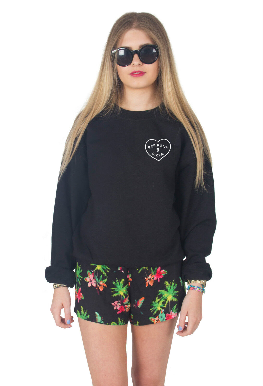 Pop Punk & Pizza Sweater Top Jumper Sweatshirt Fashion Blogger Grunge Bands and