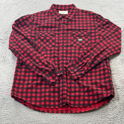 Denim Supply Ralph Lauren Shirt Mens Large Red Plaid Flannel Button Up Pocket - Picture 1 of 9
