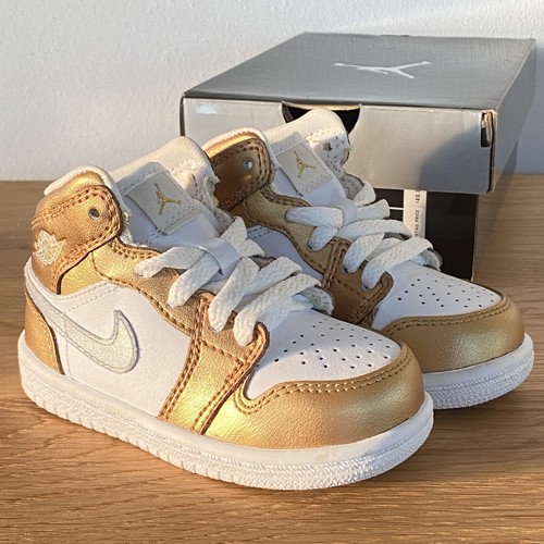NIB 2008 BABY Nike Air Jordan 1 Gold TD Premium Infant toddler Original 1985 OG - 第 9/11 張圖片