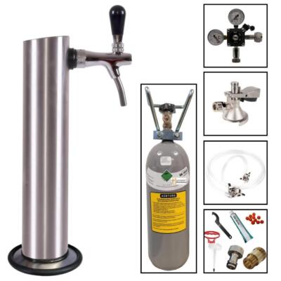 Zapfgarnitur m. Säule, Hahn, Uhr, Schläuche, Keg,  Co² 425 Soda 2Kg 500g Fl.