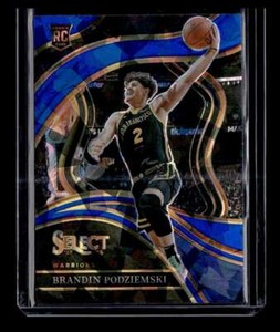 Brandin Podziemski 2023-24 Panini Select Blue Cracked Ice Prizm #299 RC