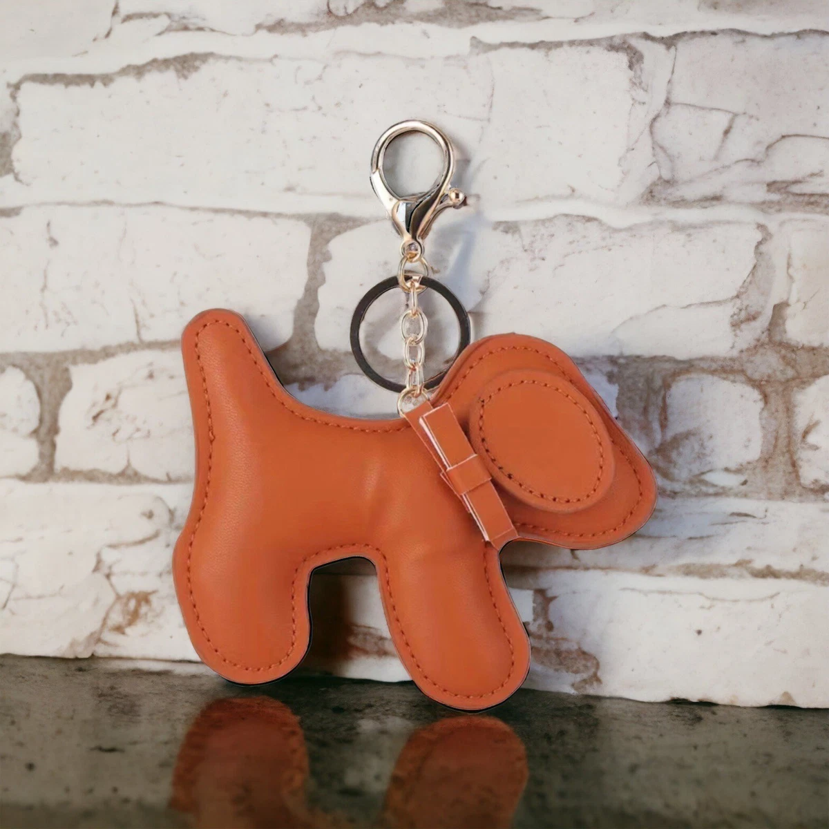 NEW Faux Leather Luxury Designer Style Orange Gold Dog Purse Bag